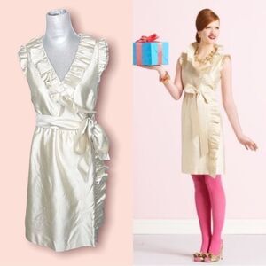 kate spade Wedding Belles Aubrey Wrap Ruffle Silk Dress 4